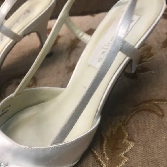 Dye-Able White Bling Rhinestone Satin Slingback D'Orsay, Formal Pump Wedding - Picture 11 of 16